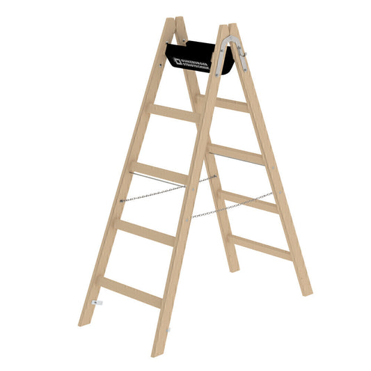 Holz-Stehleiter - Sprossen, mit Bandeinlage