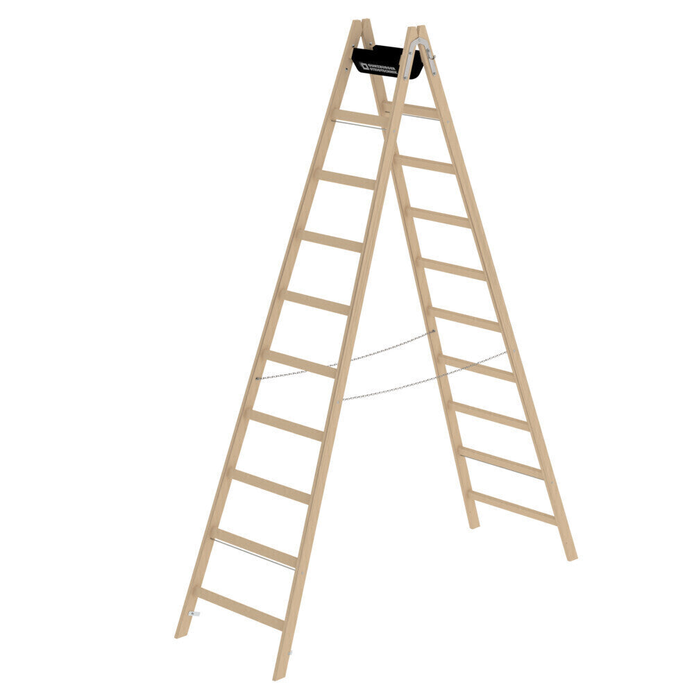 Holz-Stehleiter - Sprossen, mit Bandeinlage
