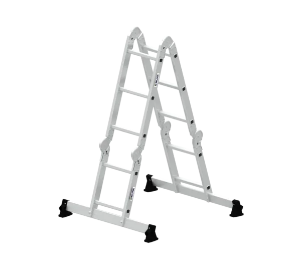 Mehrzweckleiter - 4-teilig - mit nivello®-Traverse und Holzbelag