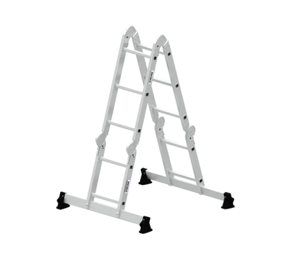 Mehrzweckleiter - 4-teilig - mit nivello®-Traverse und Holzbelag