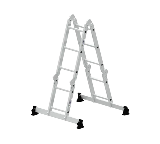 Mehrzweckleiter - 4-teilig - mit nivello®-Traverse und Holzbelag