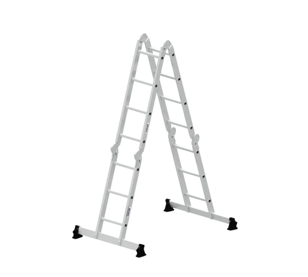 Mehrzweckleiter - 4-teilig - mit nivello®-Traverse und Holzbelag