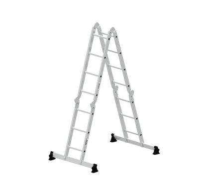 Mehrzweckleiter - 4-teilig - mit nivello®-Traverse und Holzbelag