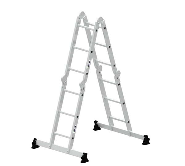 Mehrzweckleiter - 4-teilig - mit nivello®-Traverse und Holzbelag