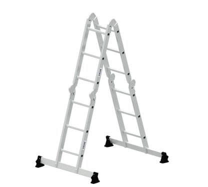 Mehrzweckleiter - 4-teilig - mit nivello®-Traverse und Holzbelag
