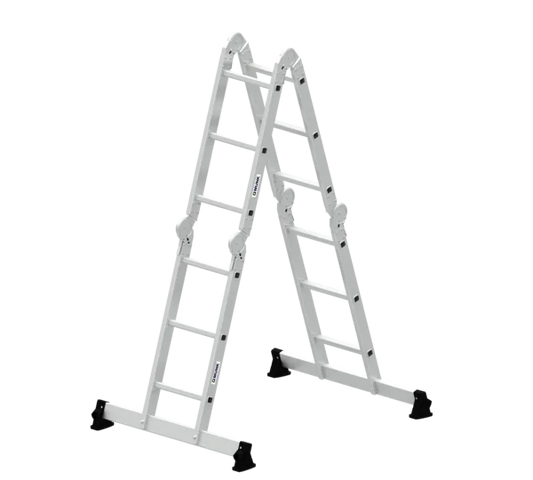 Mehrzweckleiter - 4-teilig - mit nivello®-Traverse und Holzbelag