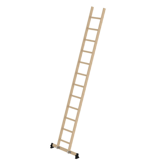 Holz-Anlegeleiter - Sprossen, 420 mm breit, mit Nivello-Traverse