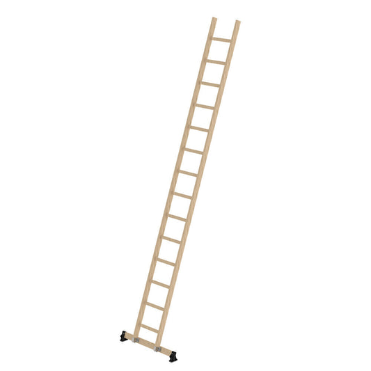 Holz-Anlegeleiter - Sprossen, 420 mm breit, mit Nivello-Traverse