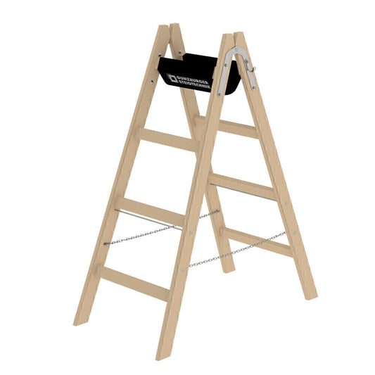 Holz-Stehleiter - Sprossen, mit Bandeinlage