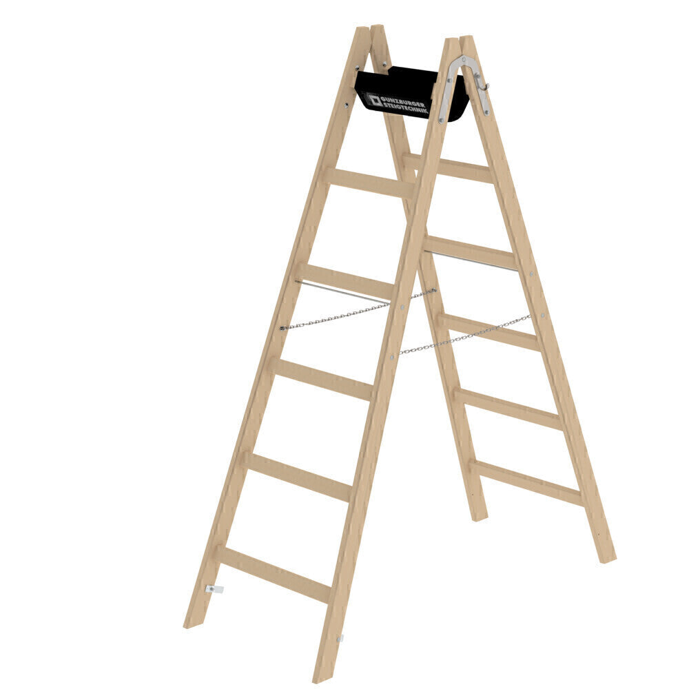 Holz-Stehleiter - Sprossen, mit Bandeinlage