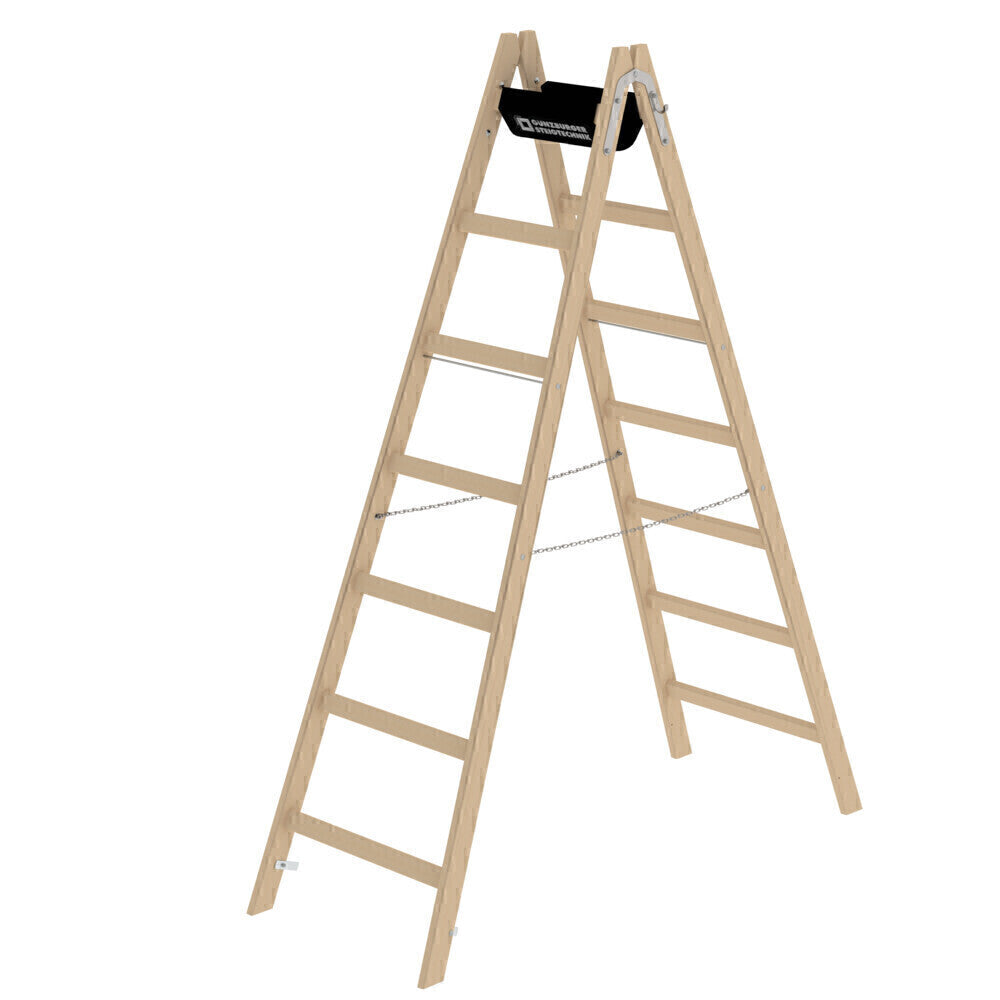 Holz-Stehleiter - Sprossen, mit Bandeinlage