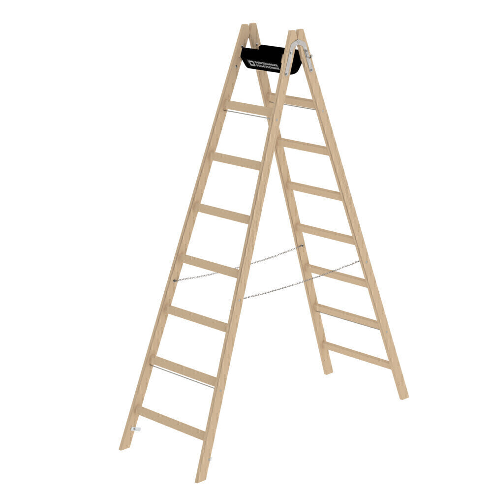 Holz-Stehleiter - Sprossen, mit Bandeinlage