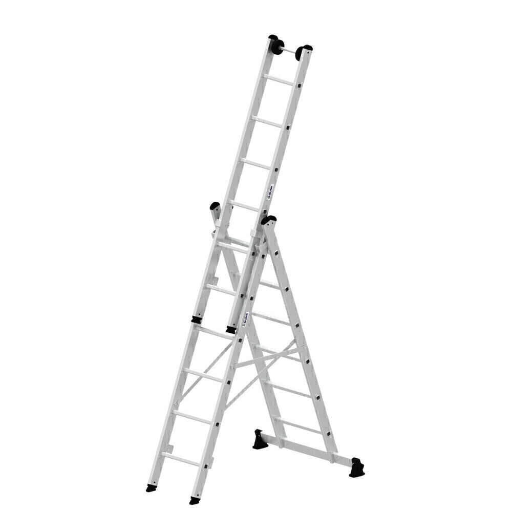 Mehrzweckleiter - 3-teilig - mit nivello®-Traverse und Wandlaufrollen