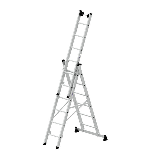 Mehrzweckleiter - 3-teilig - mit nivello®-Traverse und Wandlaufrollen