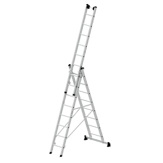 Mehrzweckleiter - 3-teilig - mit nivello®-Traverse und Wandlaufrollen