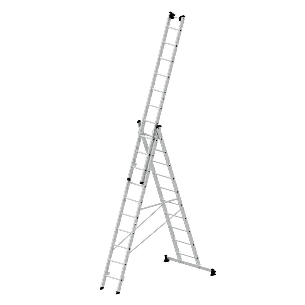Mehrzweckleiter - 3-teilig - mit nivello®-Traverse und Wandlaufrollen