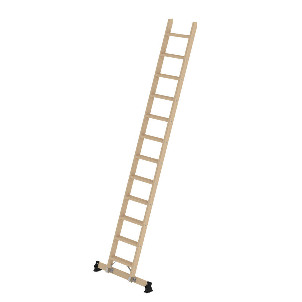 Holz-Anlegeleiter 12, Stufen, 420 mm breit, mit Nivello-Traverse