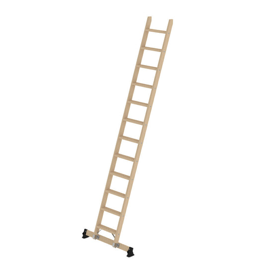 Holz-Anlegeleiter 12, Stufen, 420 mm breit, mit Nivello-Traverse