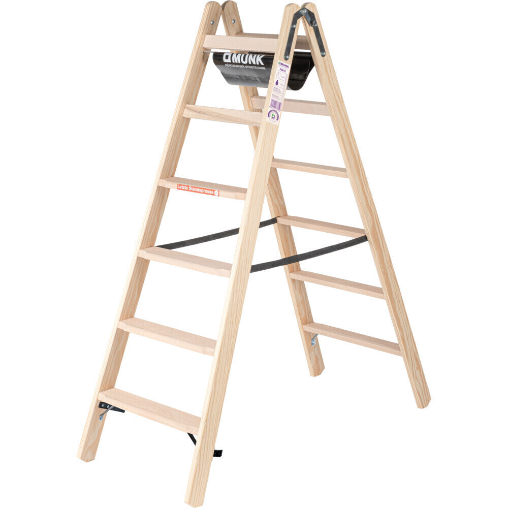 Holz-Stehleiter - Stufen, mit Bandeinlage