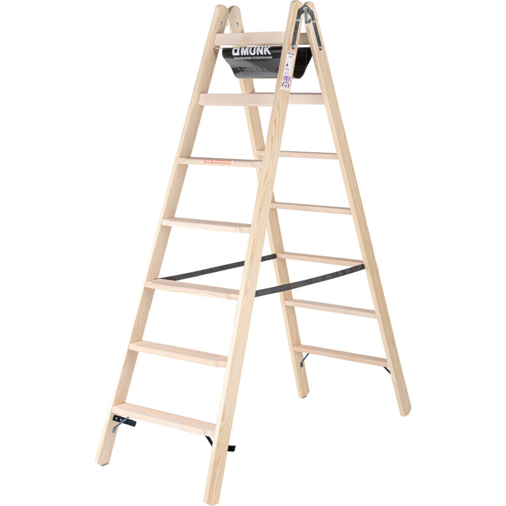 Holz-Stehleiter - Stufen, mit Bandeinlage