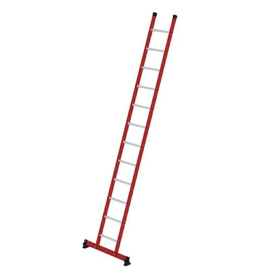 GFK-Anlegeleiter - Alu-Sprossen, 420 mm breit, mit Nivello-Traverse